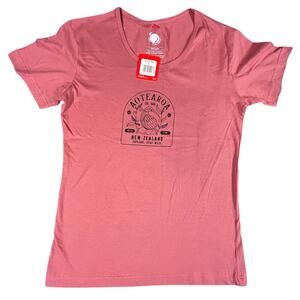 NWT Kiwi Planet Scoop Neck Shirt Womens L Pink Aotearoa New Zealand Stay Wild